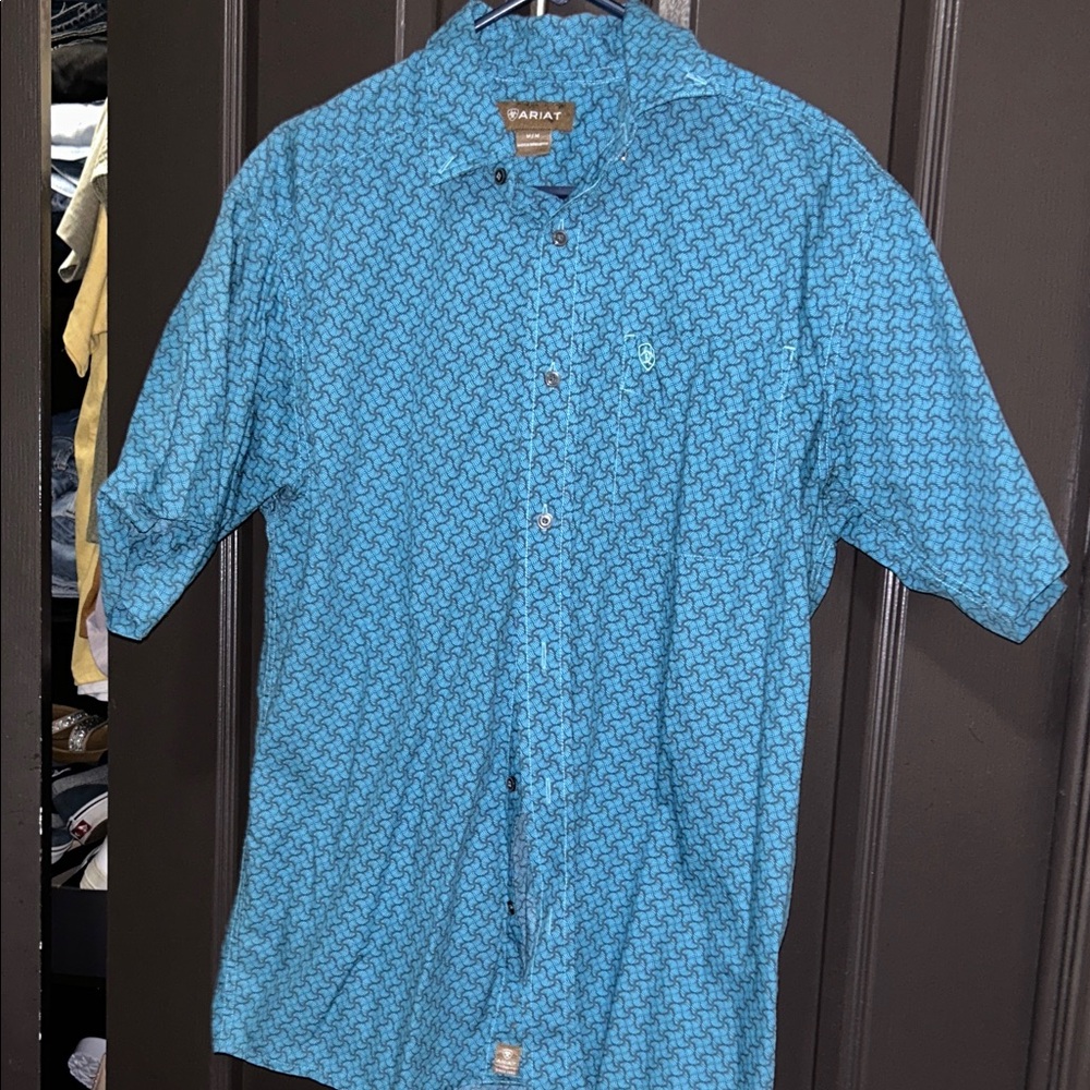 Ariat Men's Teal Patterned Button Down Shirt